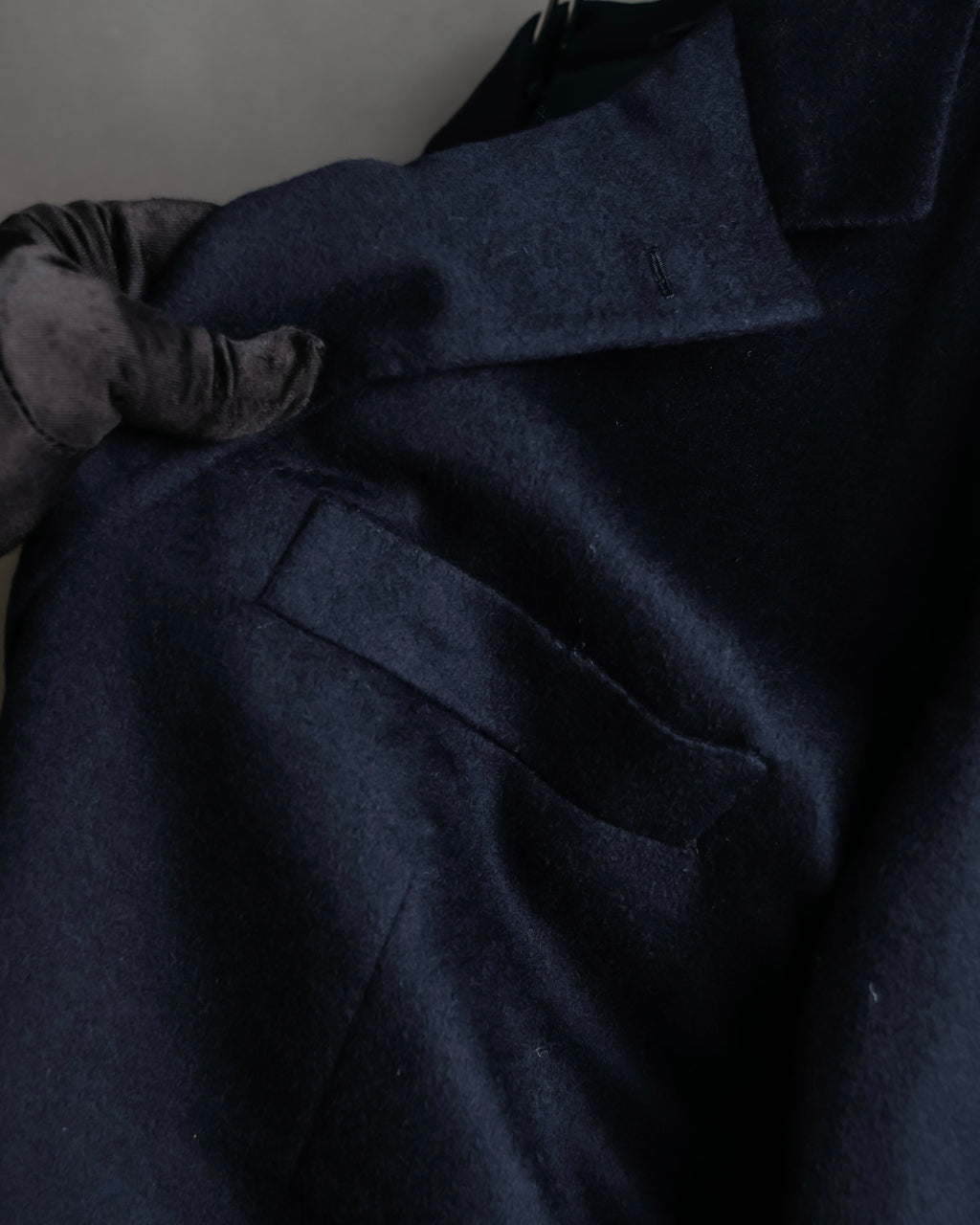 "HERMES" 90's Pure cashmere navy blue tailored jacket