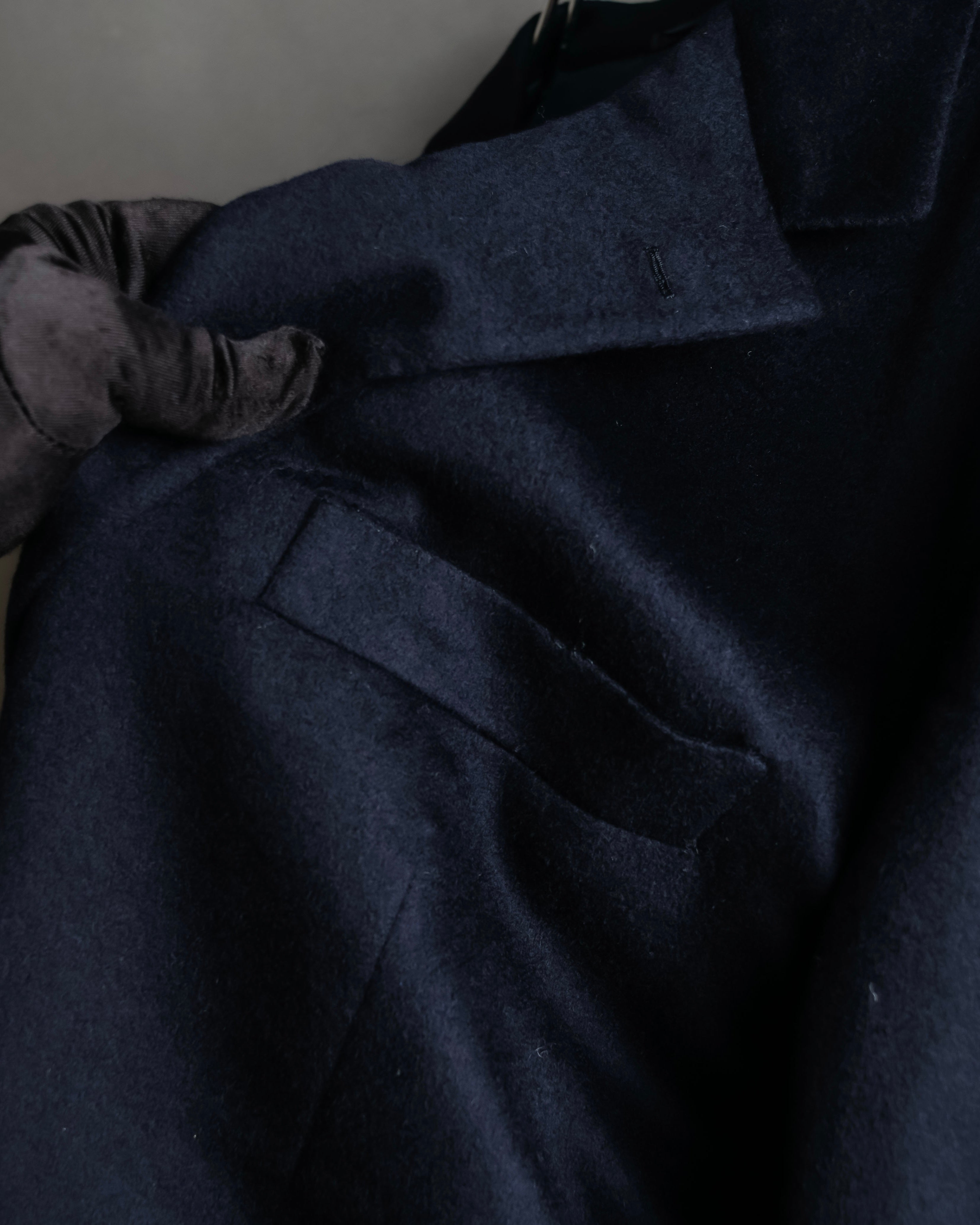 "HERMES" 90's Pure cashmere navy blue tailored jacket