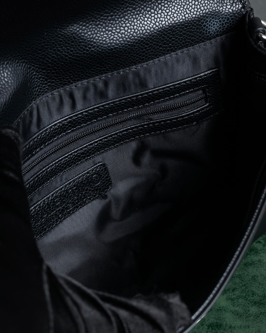 "VALENTINO" Textured leather V tassel chain shoulder bag