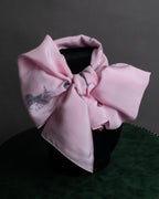 "CELINE" Sulky pattern pink silk long scarf