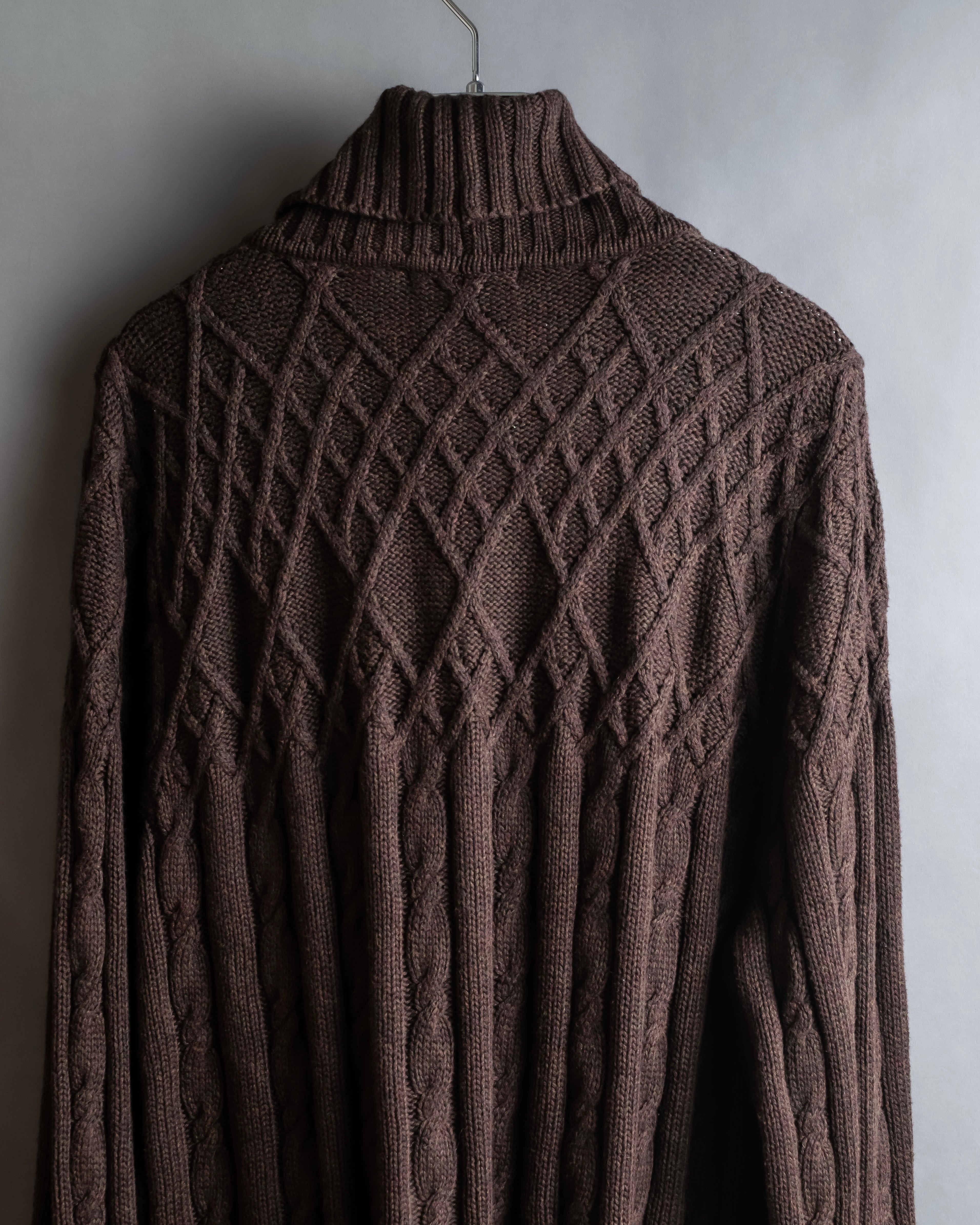 "Vintage cable knit turtleneck sweater"