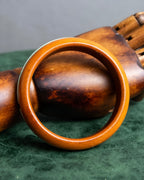 "HERMES" Brown leather＆metal line combination bangle