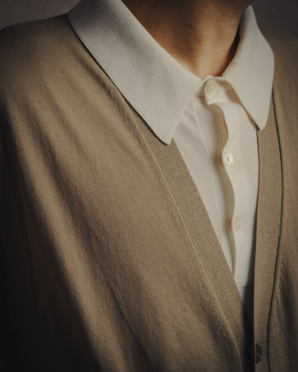 -SPECIAL- “HERMÈS” 90’s-00’s Trompe l’oeil cotton knit cardigan