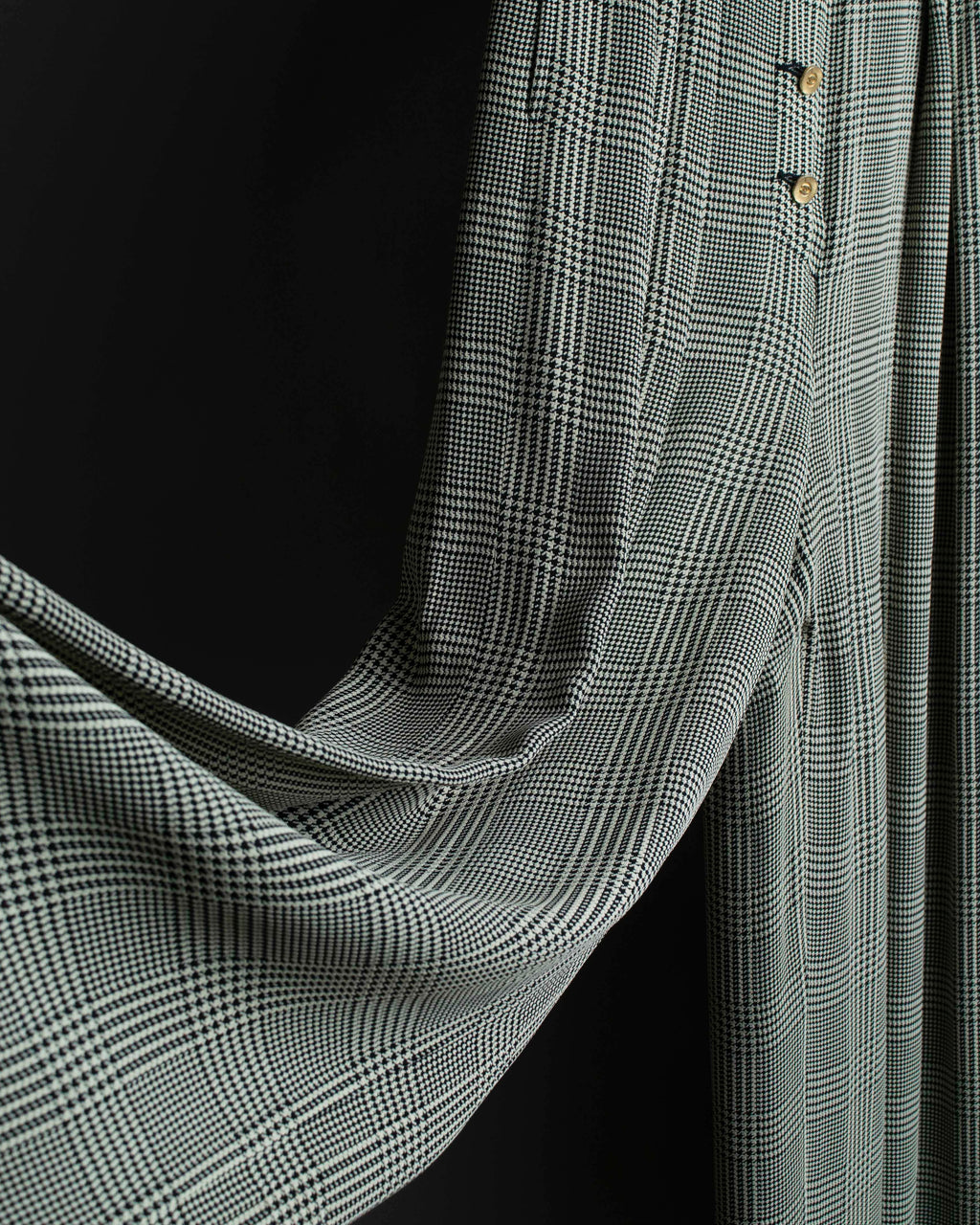"CHANEL" Coco mark button fly detail houndstooth pattern wide slacks