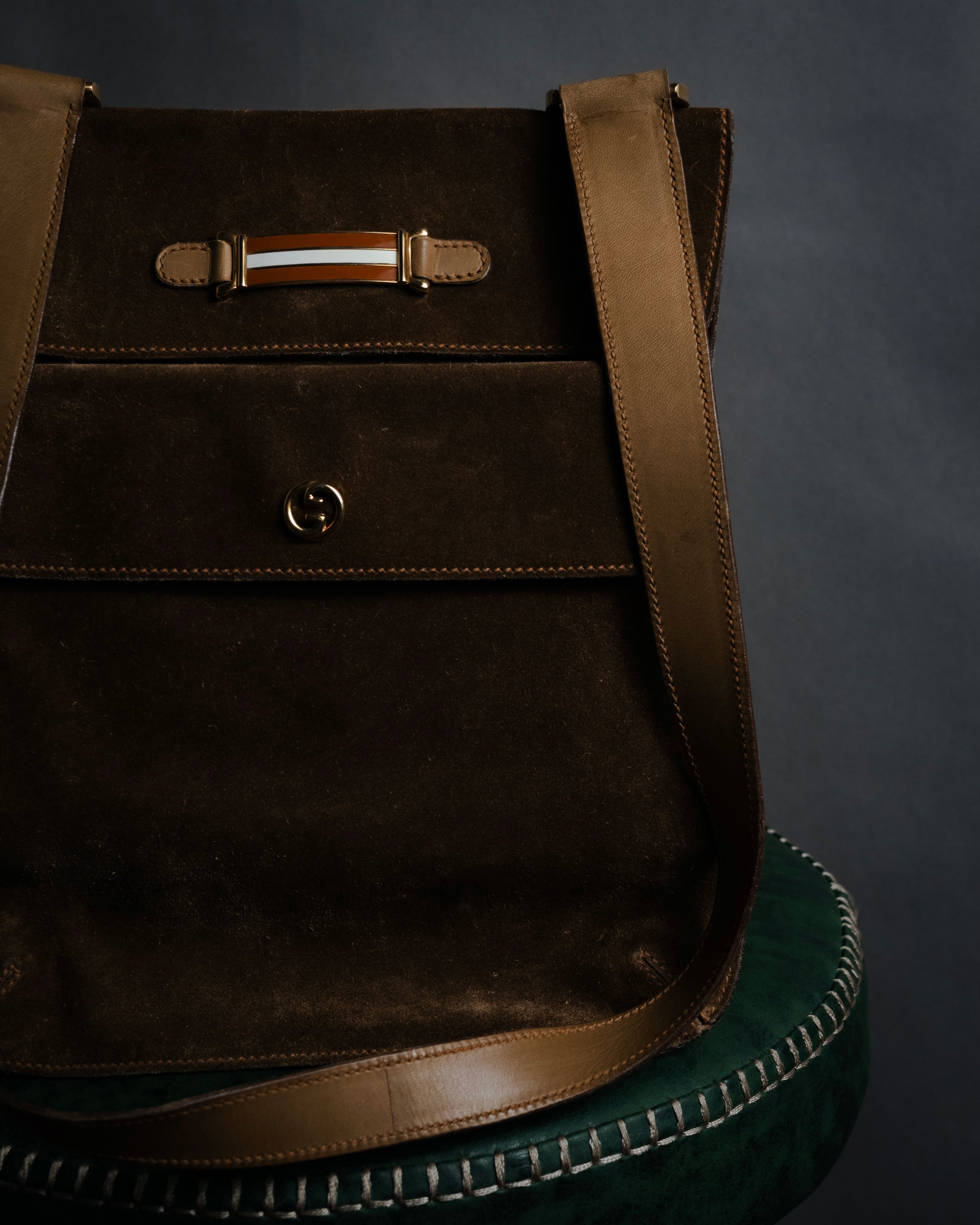 "GUCCI" 60’s-70’s suede and leather shoulder bag