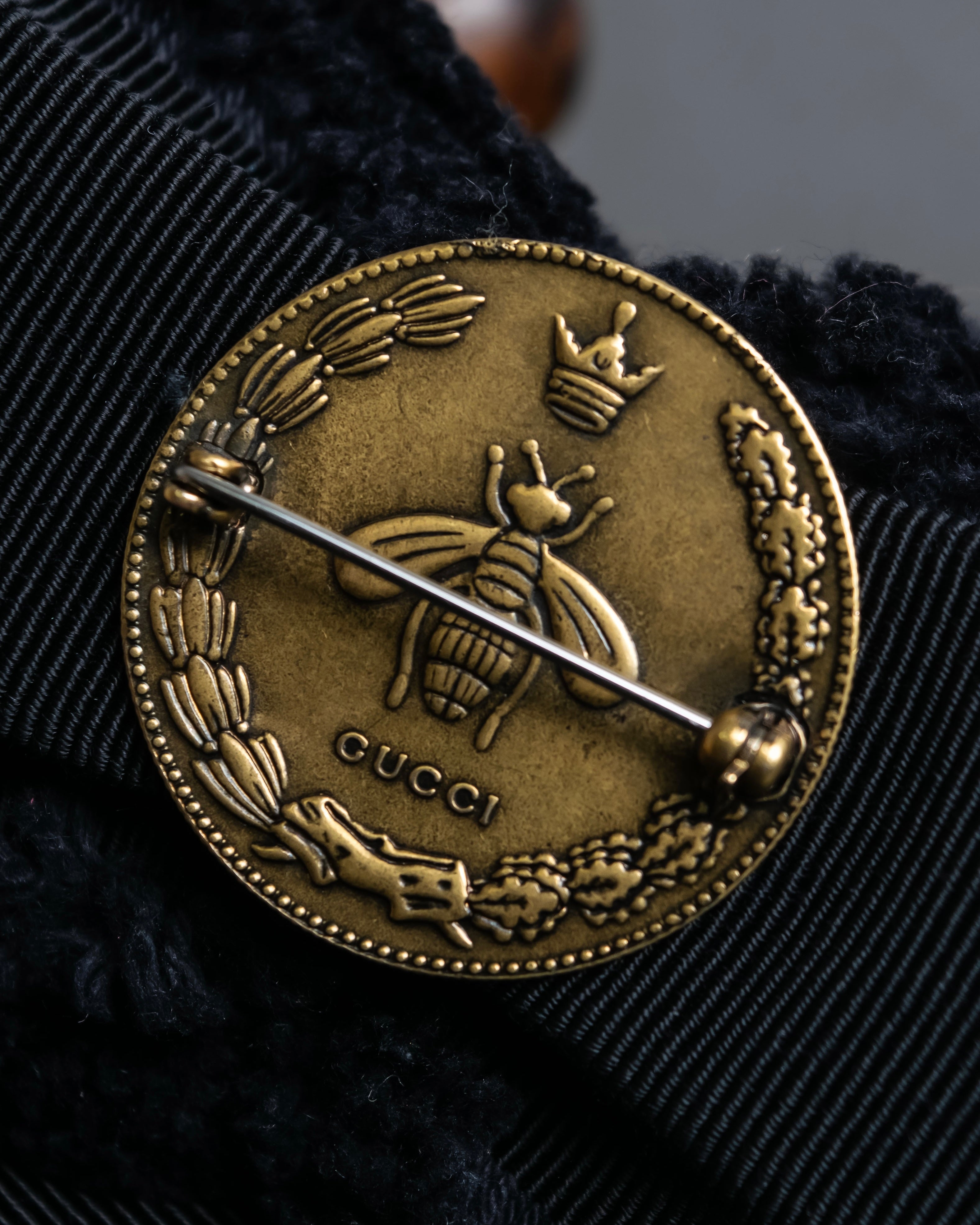 "GUCCI" Black bejeweled grosgrain ribbon