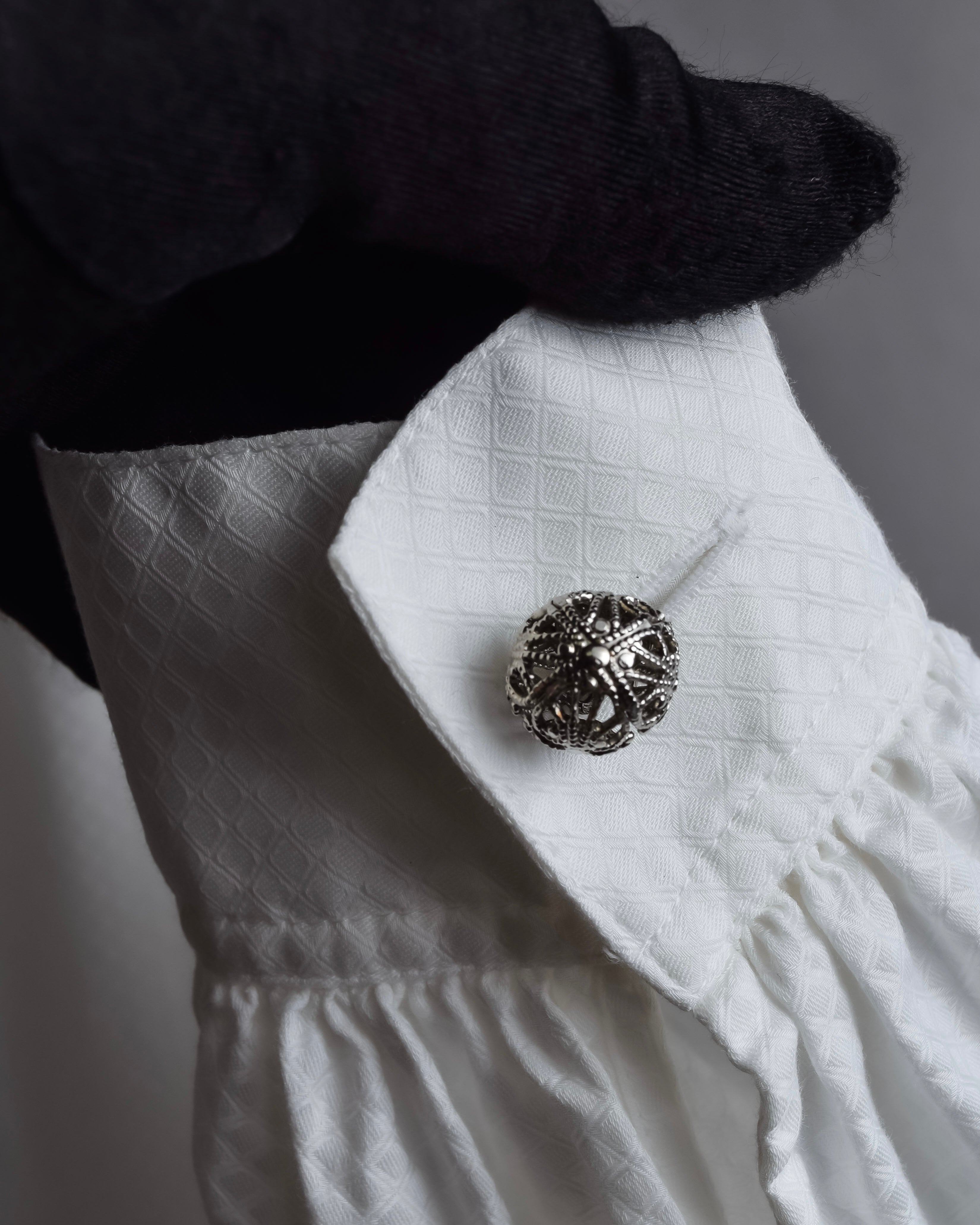 "Christian Dior" Diamond pattern woven metal button shirt