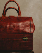 -SPECIAL- “Giorgio Armani” 90’s-00’s Crocodile embossed leather frame bag