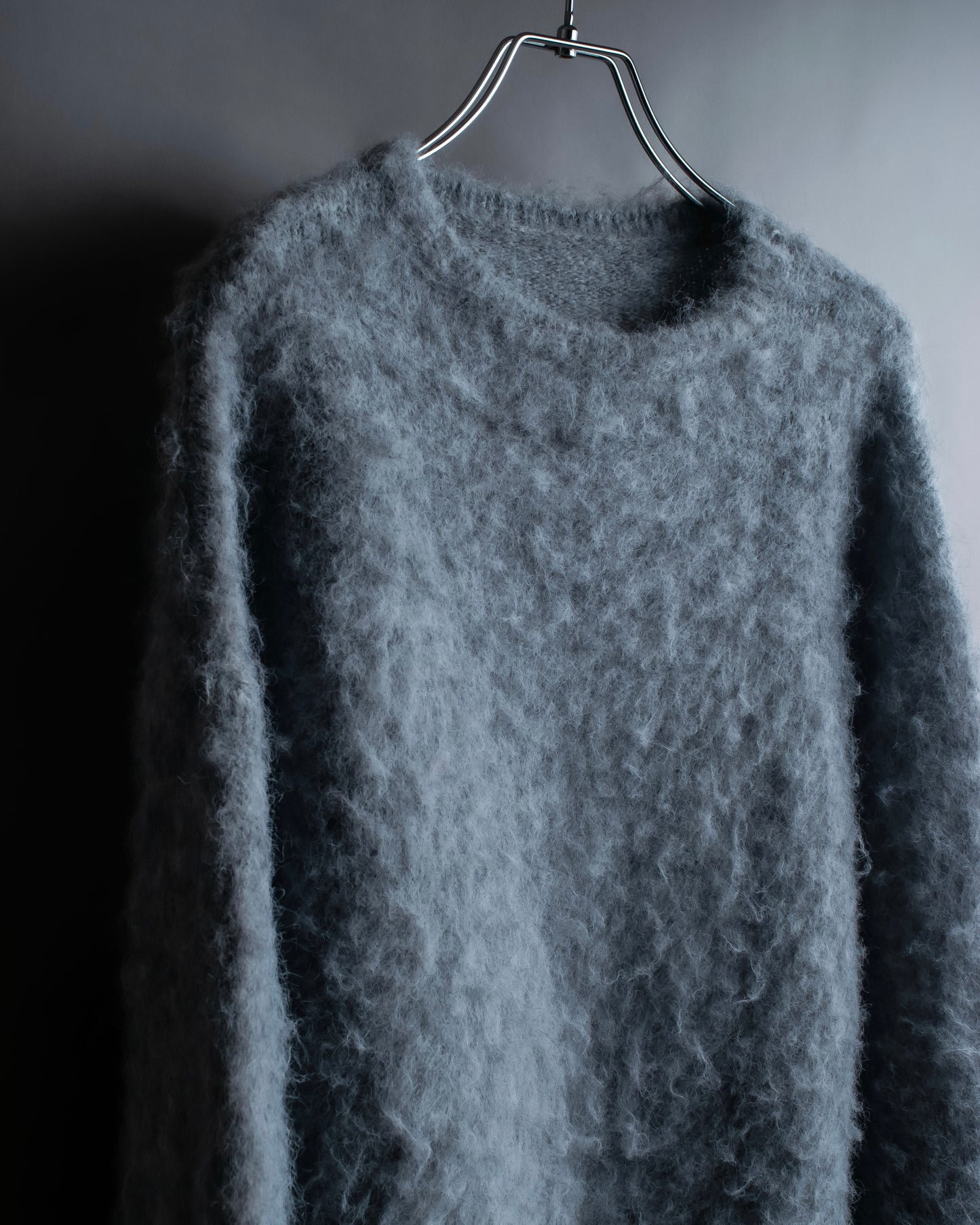 "Vintage drop shoulder shaggy knit pullover"