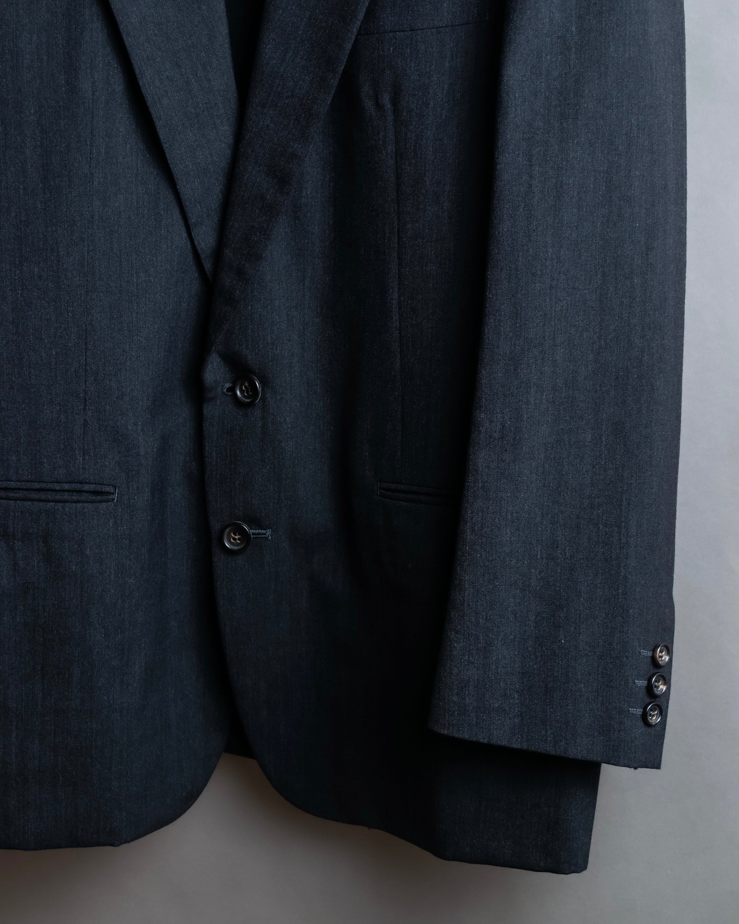 "COMME des GARCONS
HOMME" Notch lapel tailored jacket & wide tapered slacks charcoal gray set up