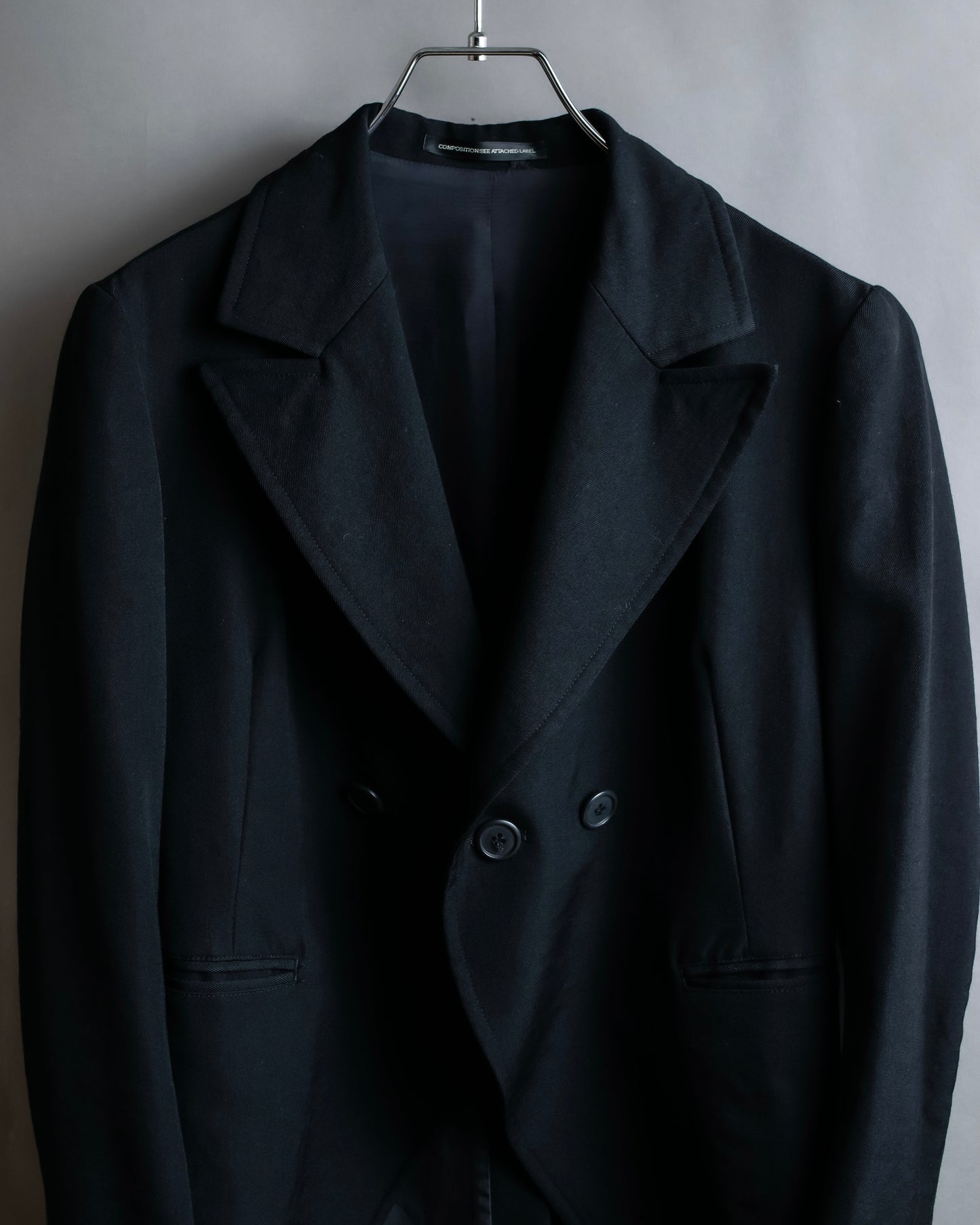 "Y's" Peak lapel double breasted morning coat