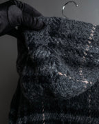 "BURBERRY" Check pattern double zipper hooded coat