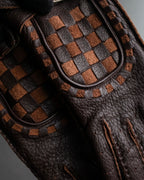 "Vivienne Westwood" Orb design checker panel pattern leather gloves