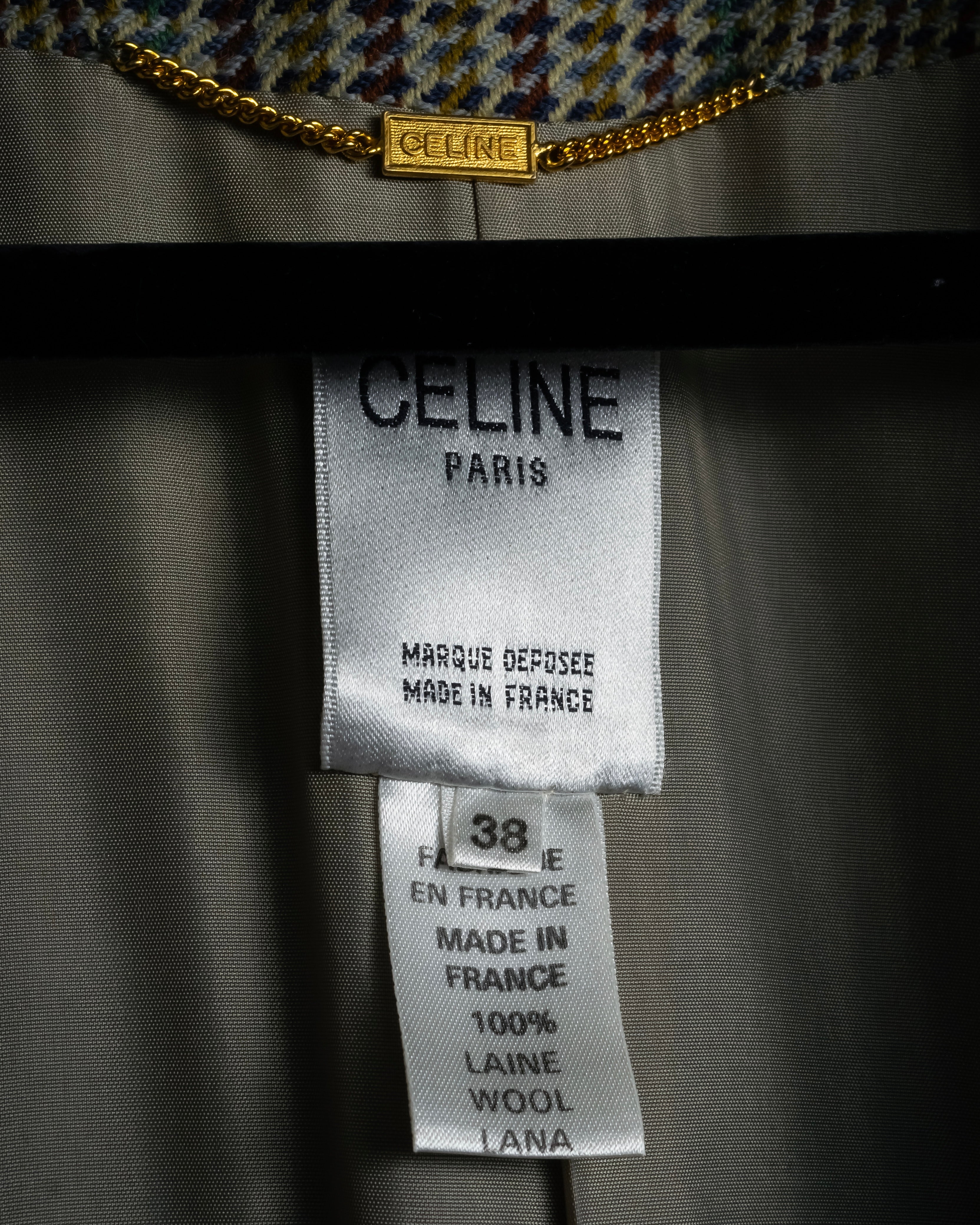"CELINE" 90’s–00’s checked velvet collar coat