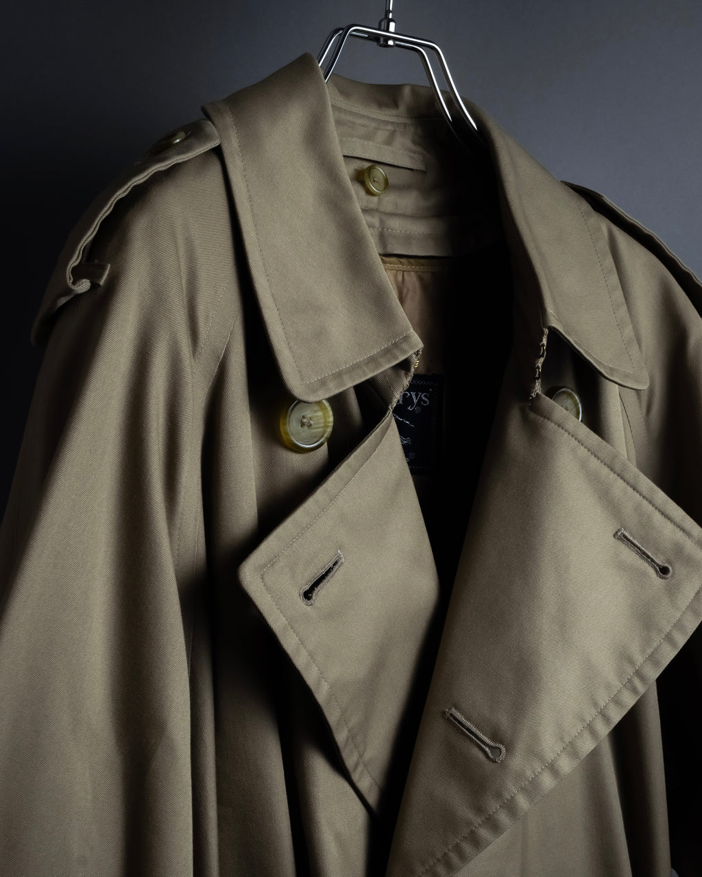 "BURBERRYS" Traditional detail double-breasted stand color trench coat
