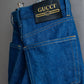 "GUCCI" Logo lapel design one wash flare denim