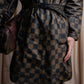 "FENDI" Pecan checkered belted mid length coat