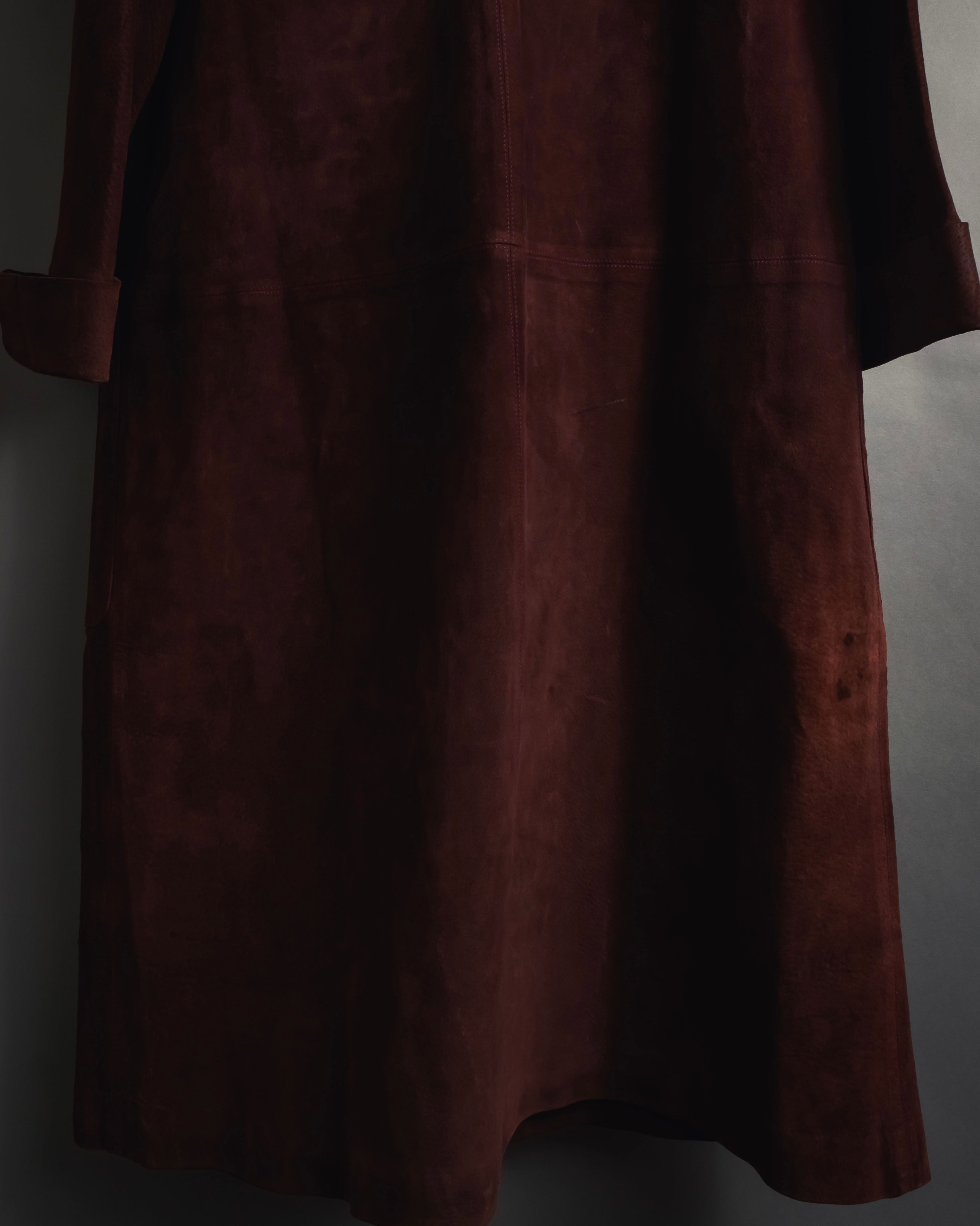 -SPECIAL- "GUCCI" 70’s Suede leather round collar coat