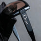 "Dior" Square frame logo engraved brown lens sunglasses