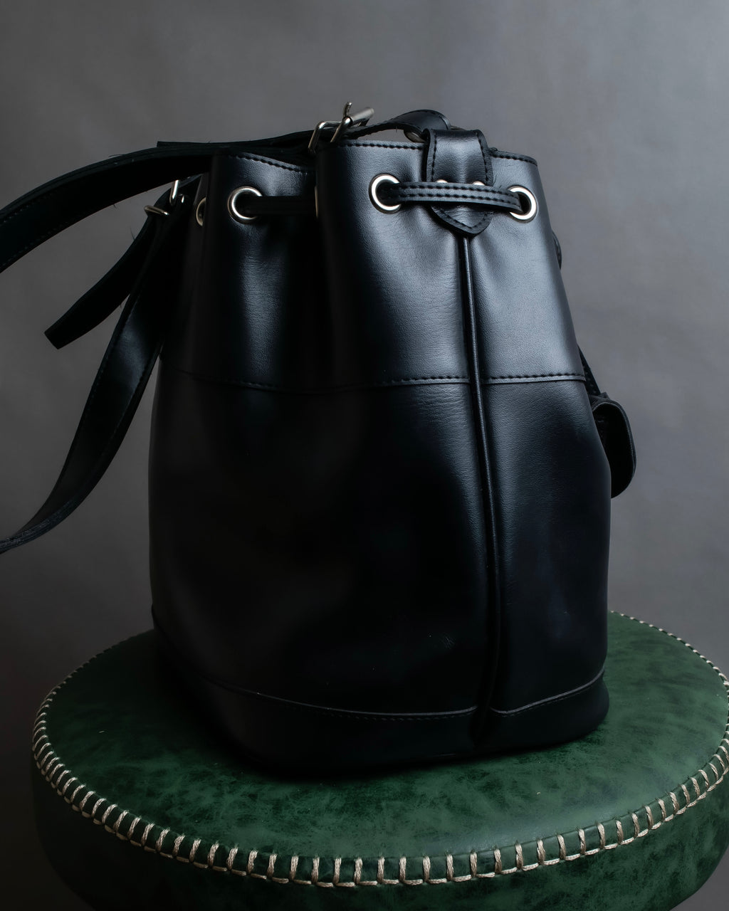 "COMME des GARCONS" Drawcord strings design PVC leather bag