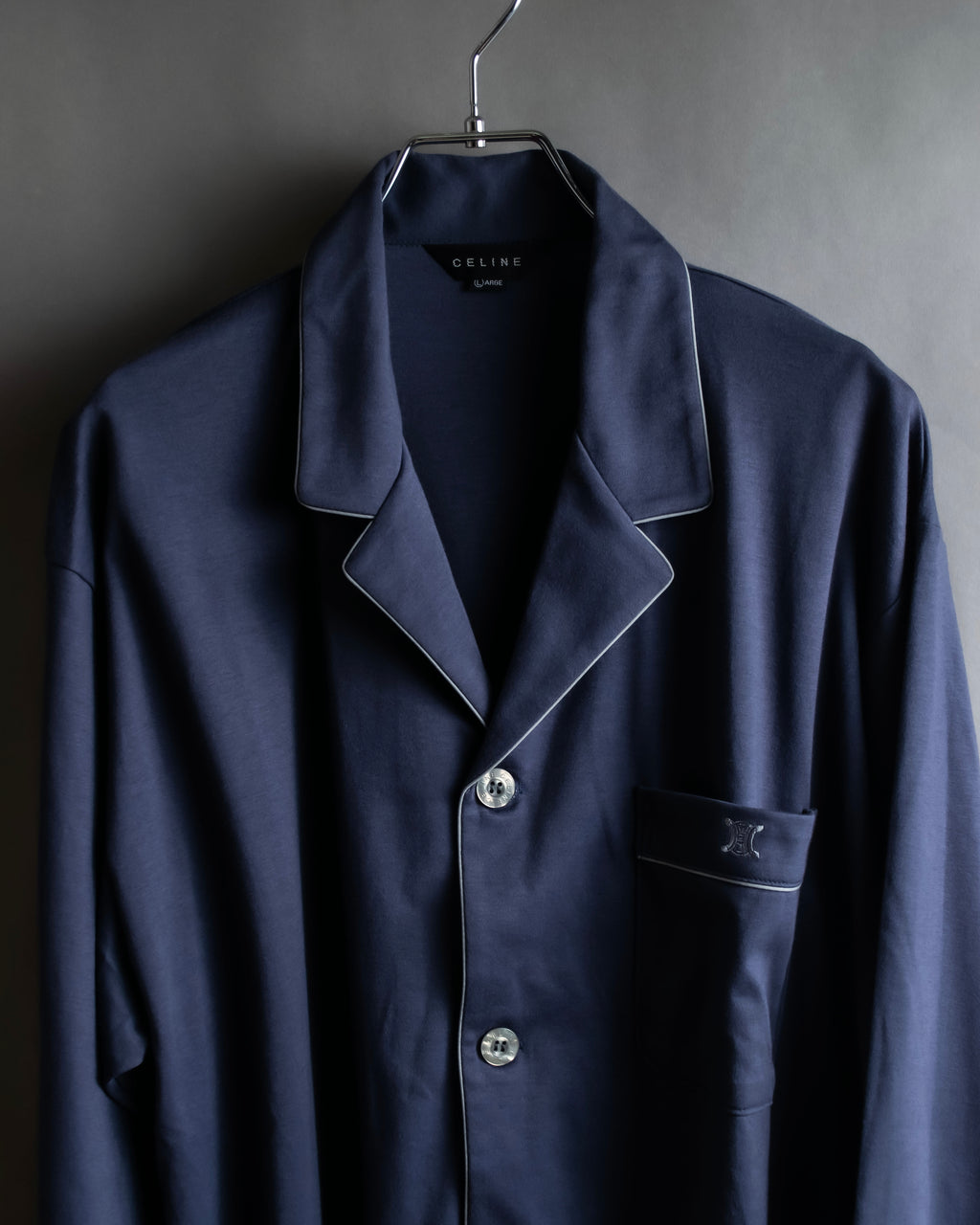 "CELINE" Piping design blue pajama set up