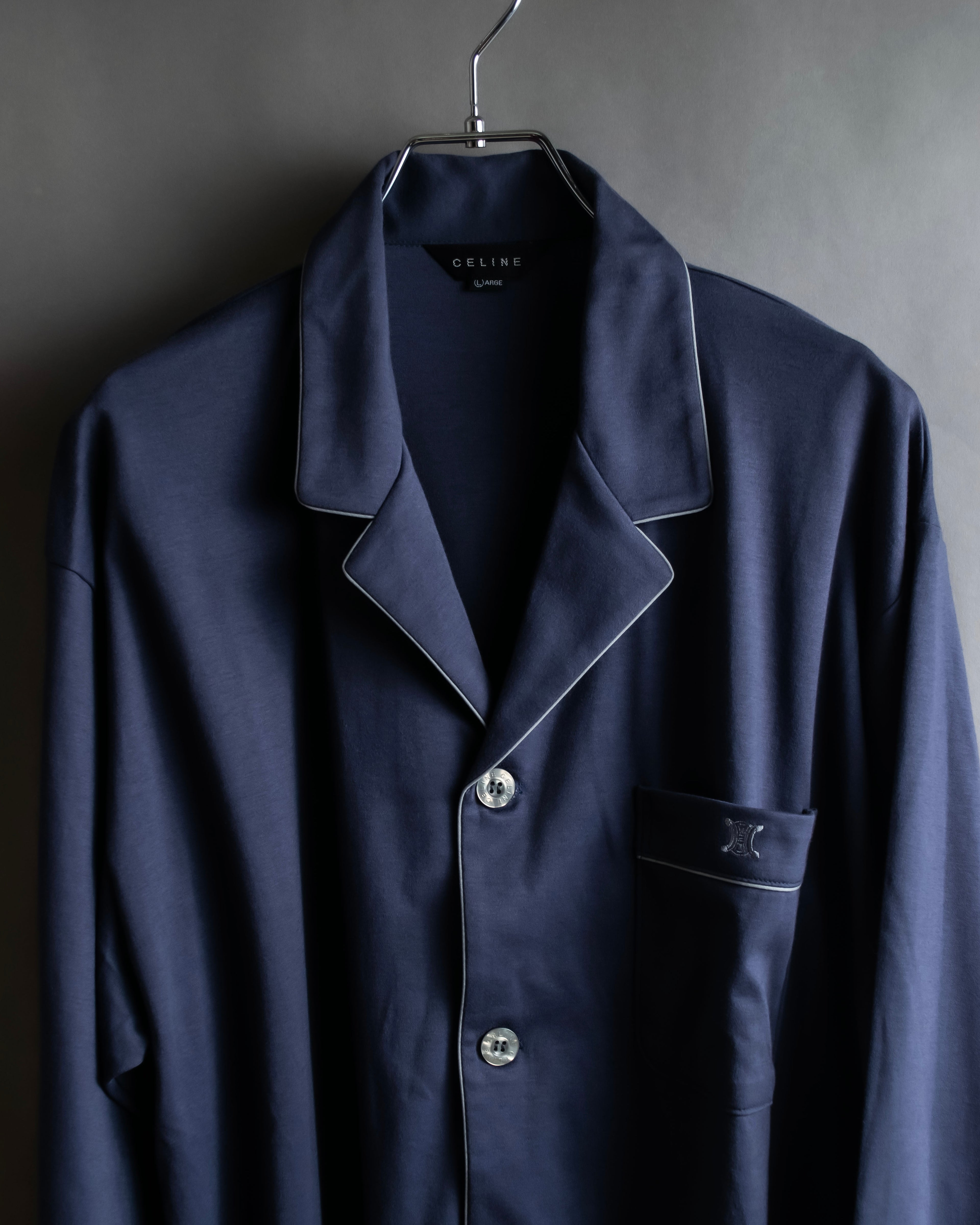 "CELINE" Piping design blue pajama set up