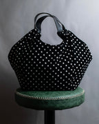 "tricot COMME des GARCONS" Polka dot velour large handbag