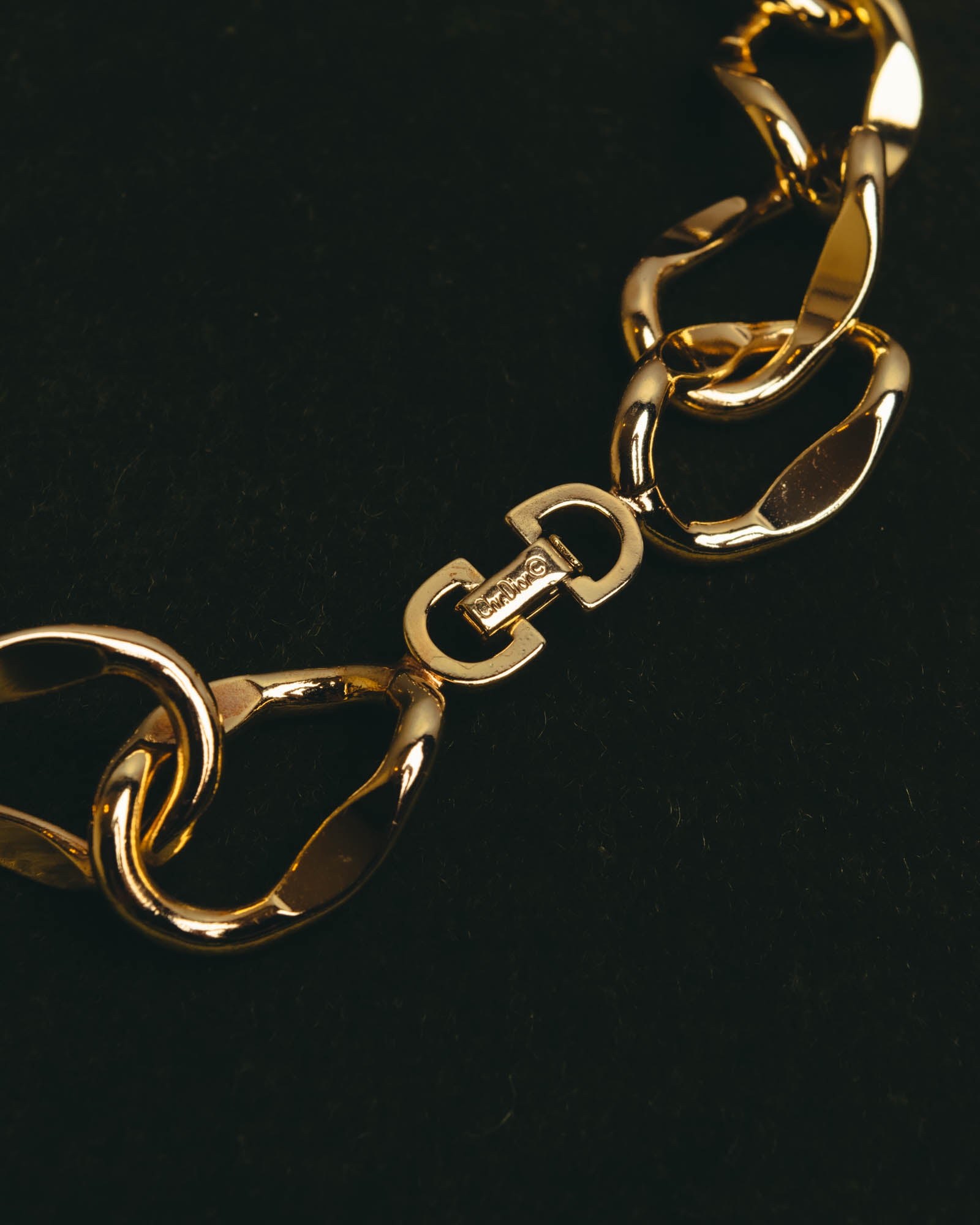 "Dior" Statement gold tone chain necklace