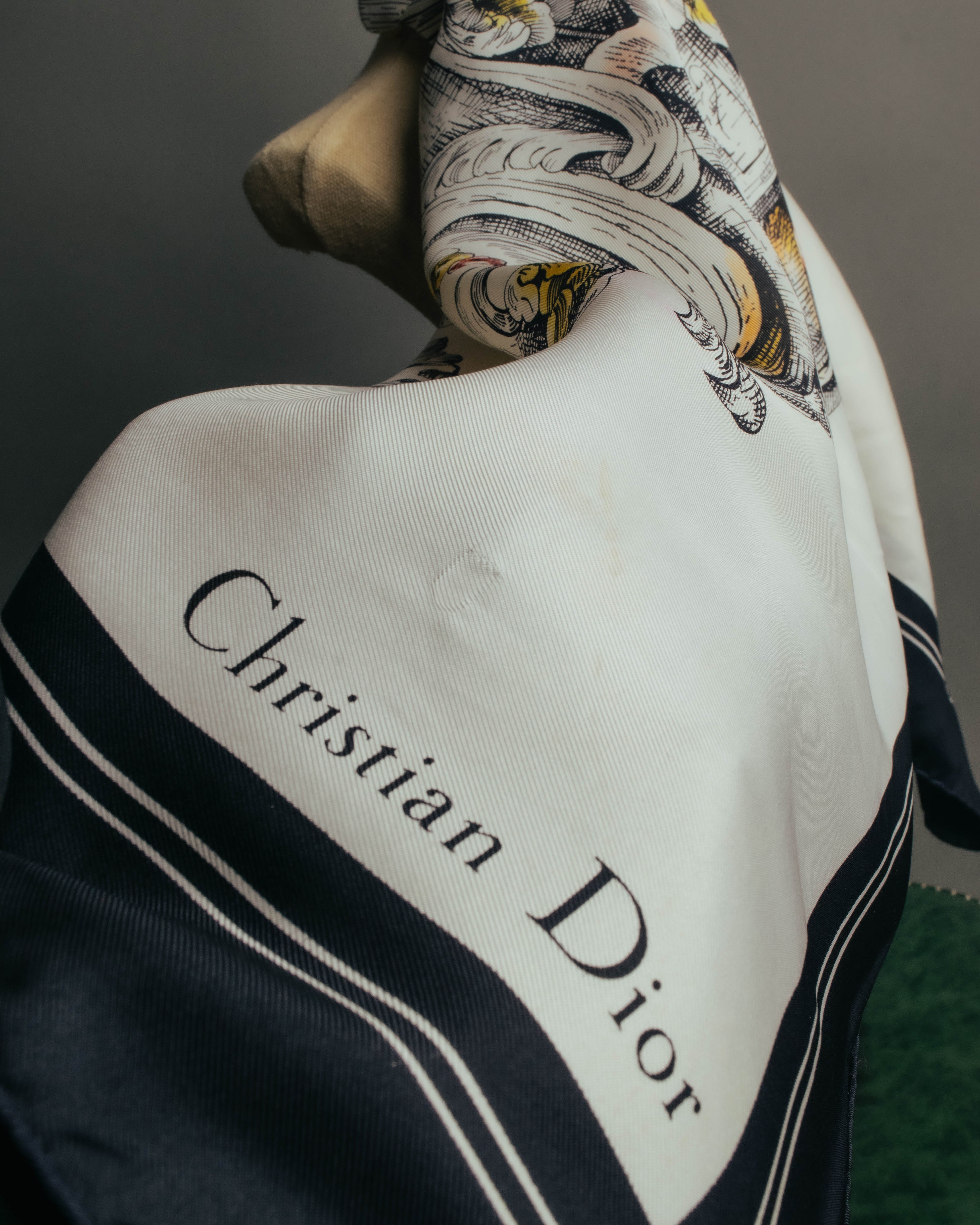 "Christian Dior" Vintage baroque print square scarf