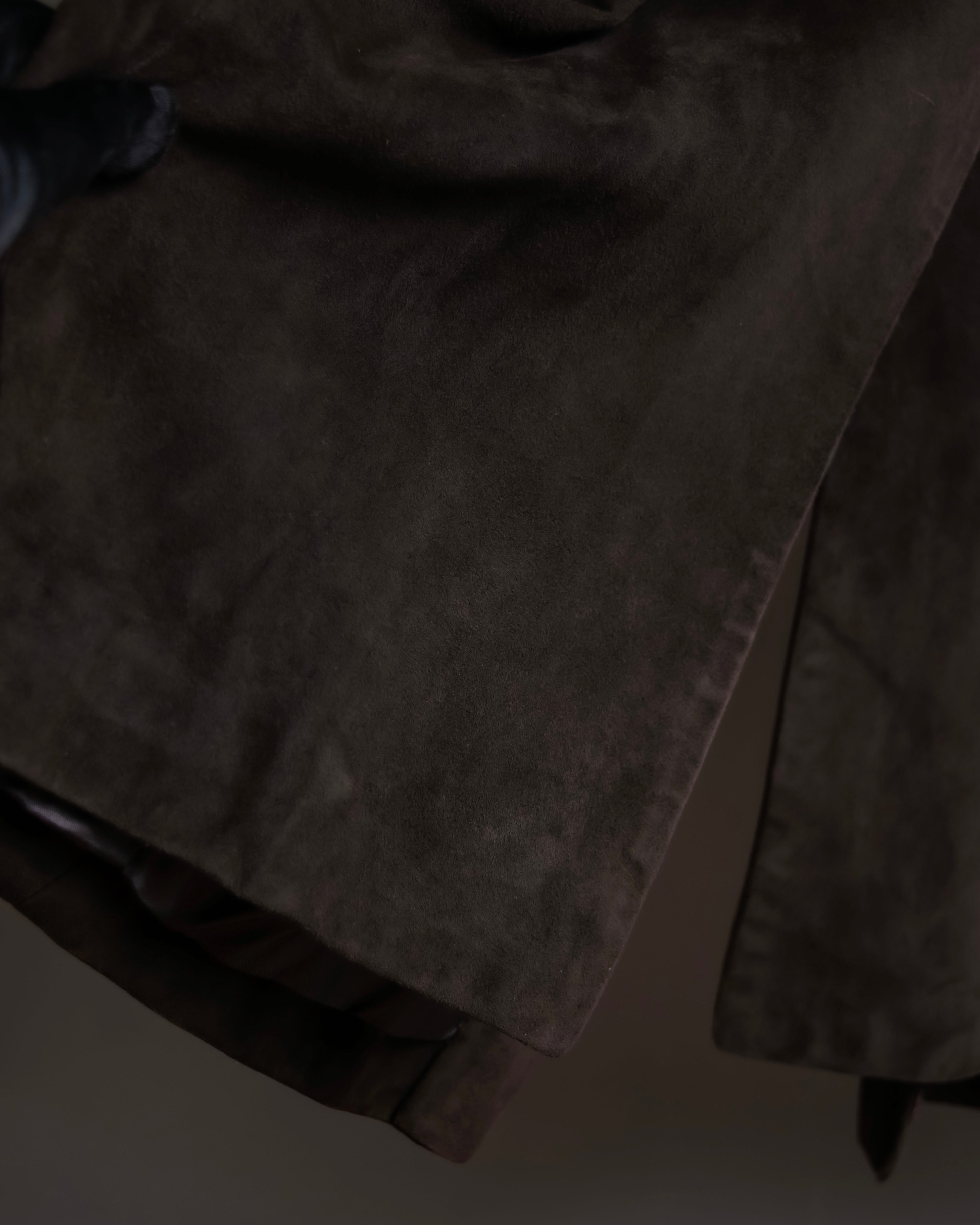 "LOEWE" 80's flowing line suede leather chester coat