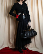 "LOUIS VUITTON" Tiered embroidered design flared skirt