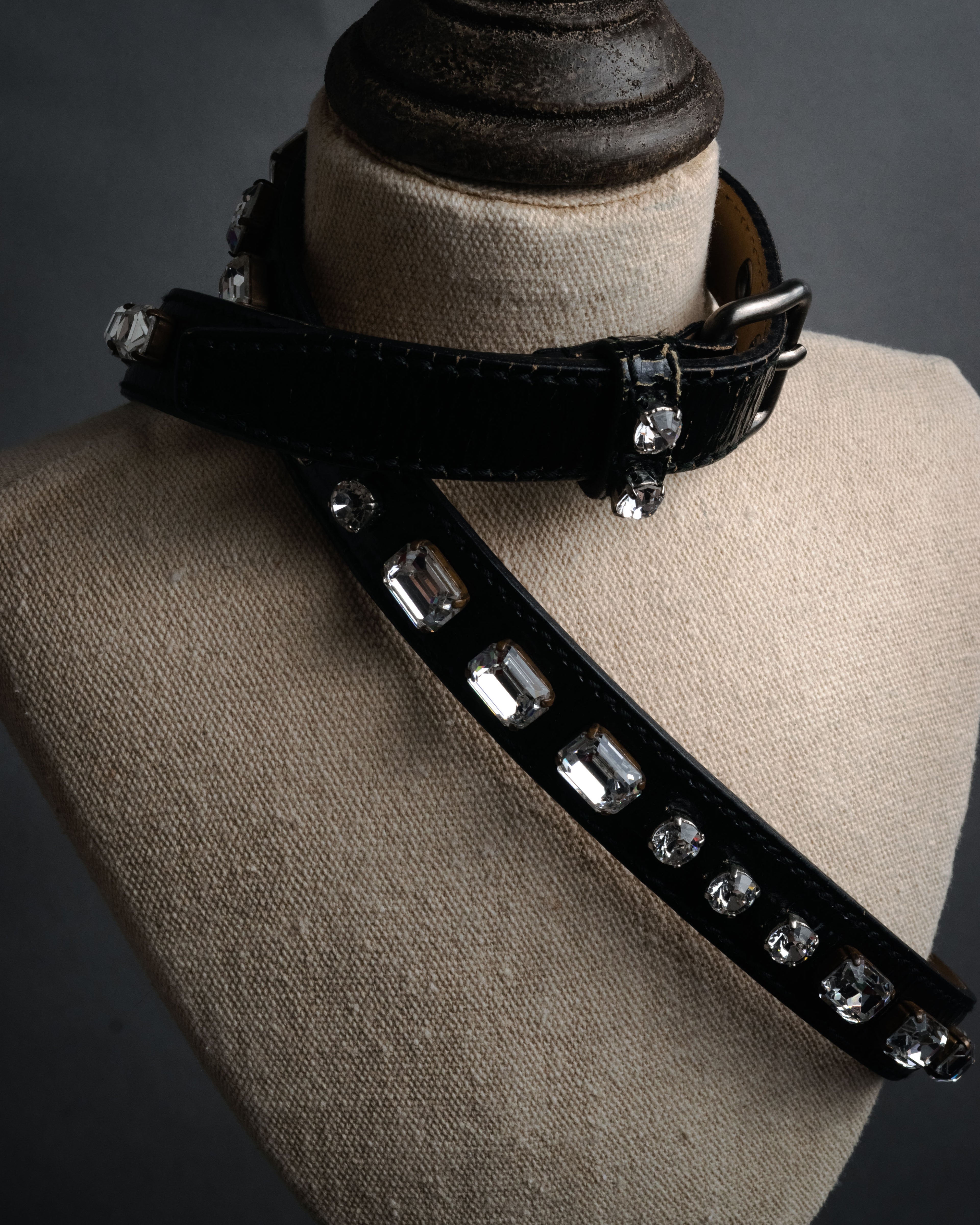 “miu miu” 2005-2010 Embellished cracked leather belt