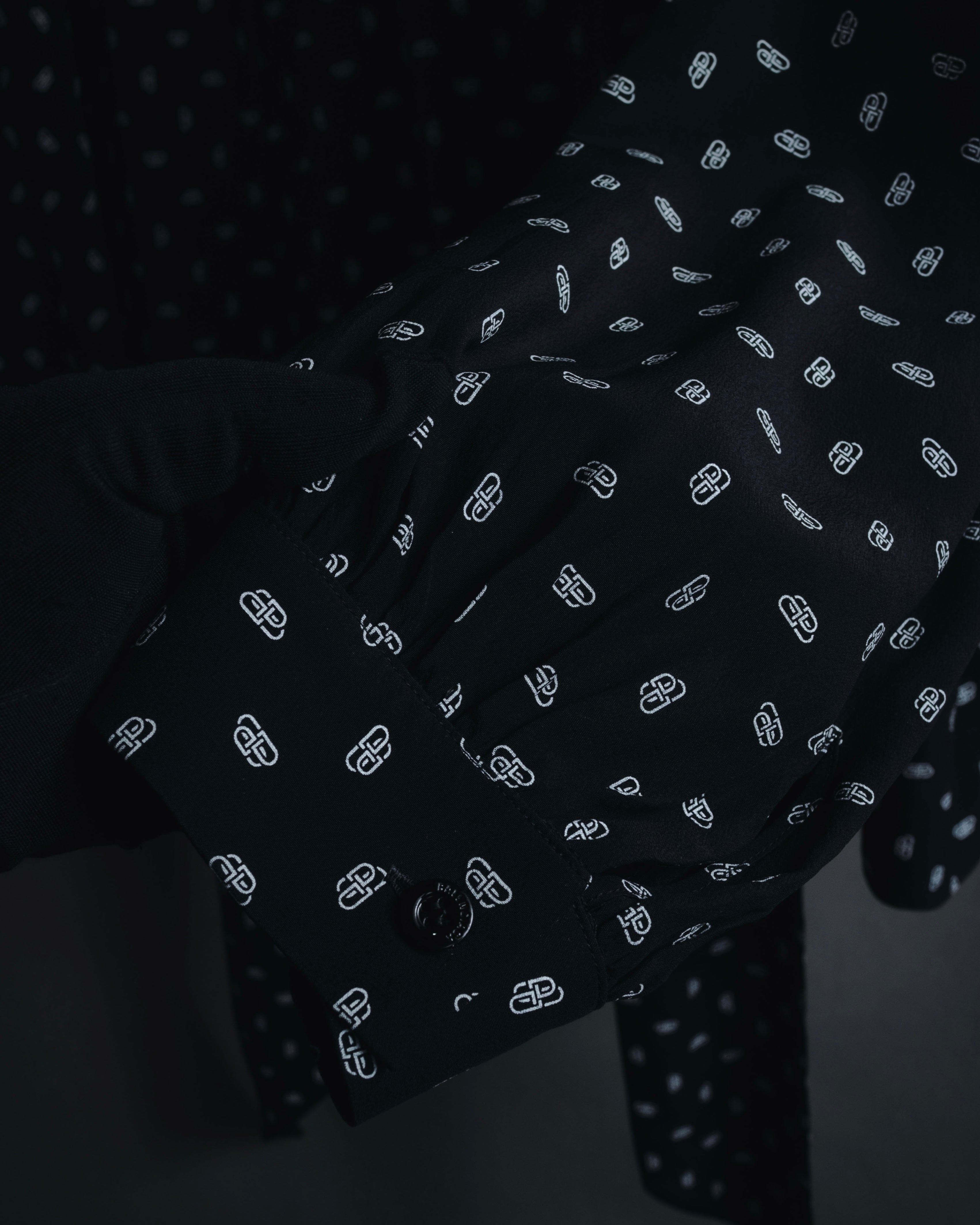 "BALENCIAGA" All-over Logo Bow-Tie Blouse