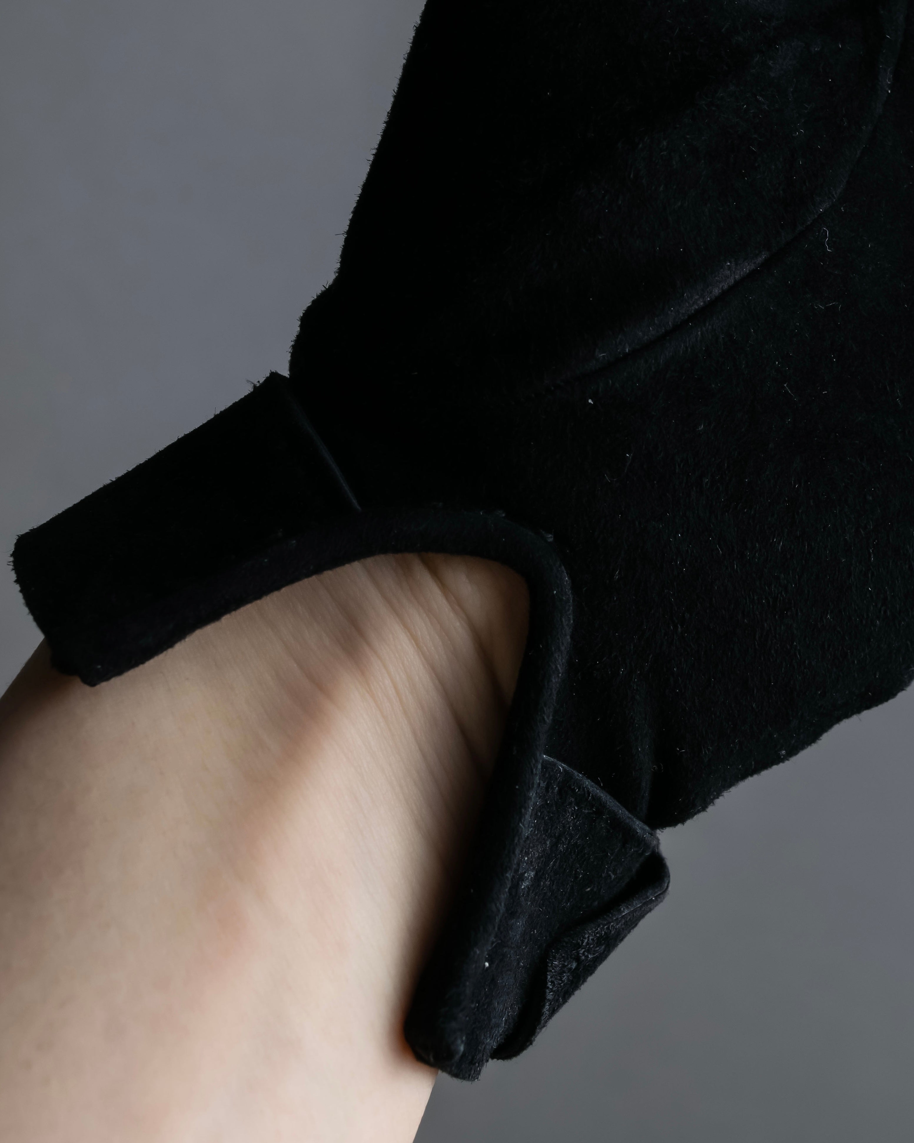 "HERMES" Silver buckle design suede leather gloves