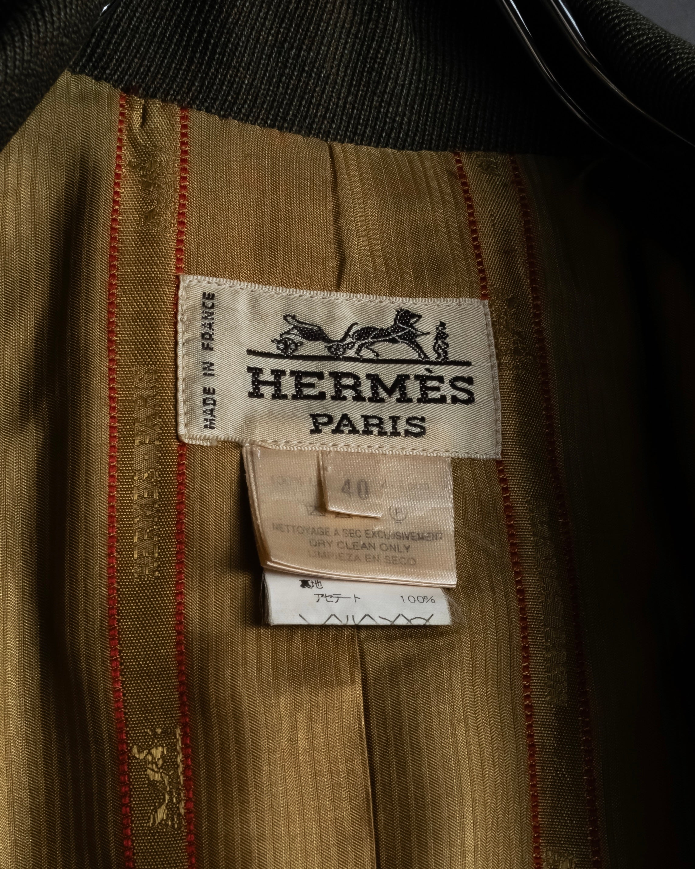 -SPECIAL- "HERMES" 90's Military-inspired zip design tailored jacket