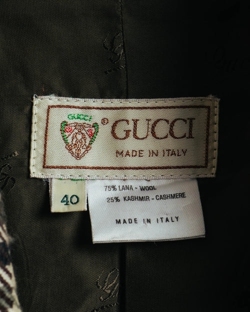 "GUCCI" 80's-early 90's Checked wool cashmere double-breasted jacket