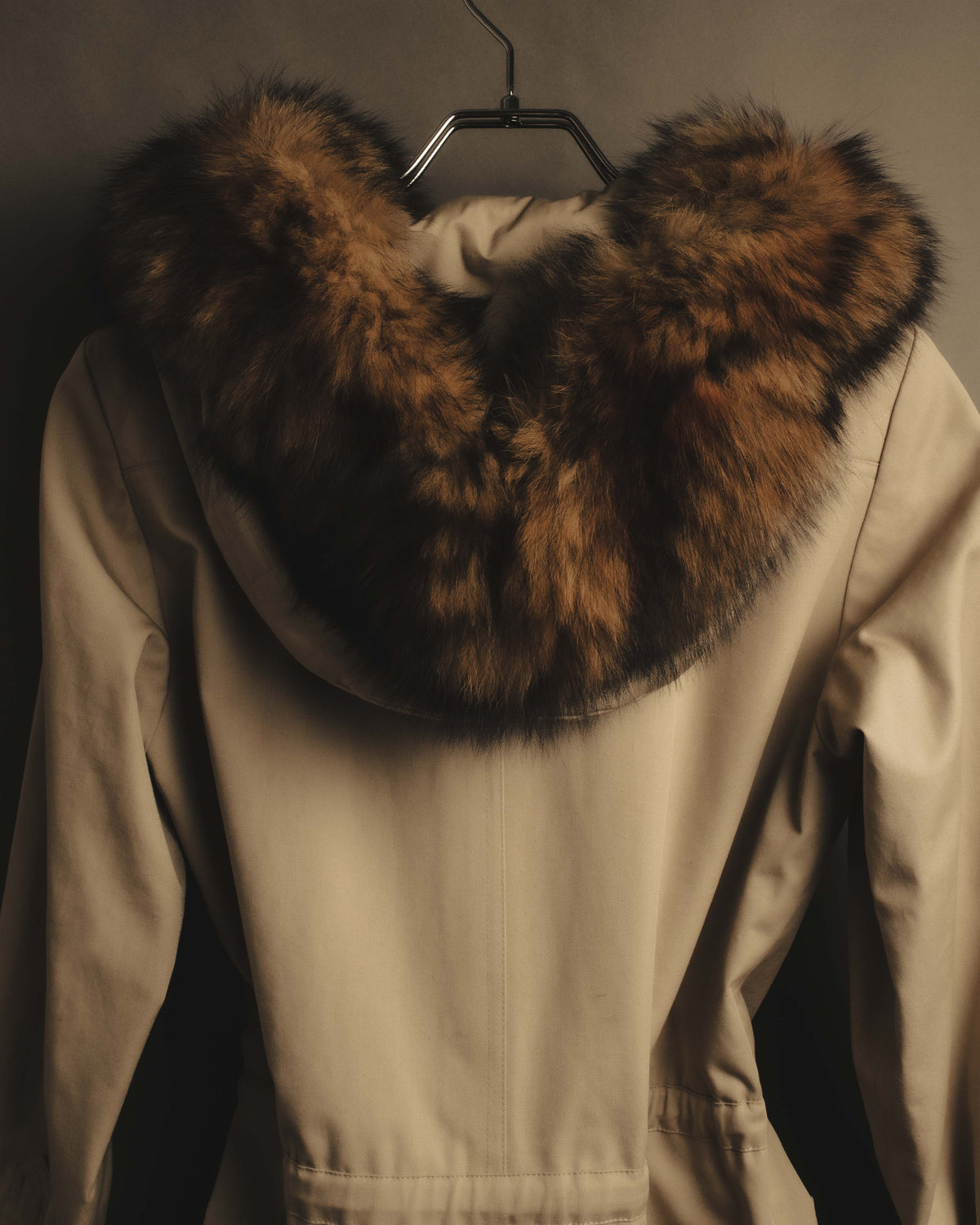 "Yves Saint Laurent" Vintage fox fur trimmed hooded long coat