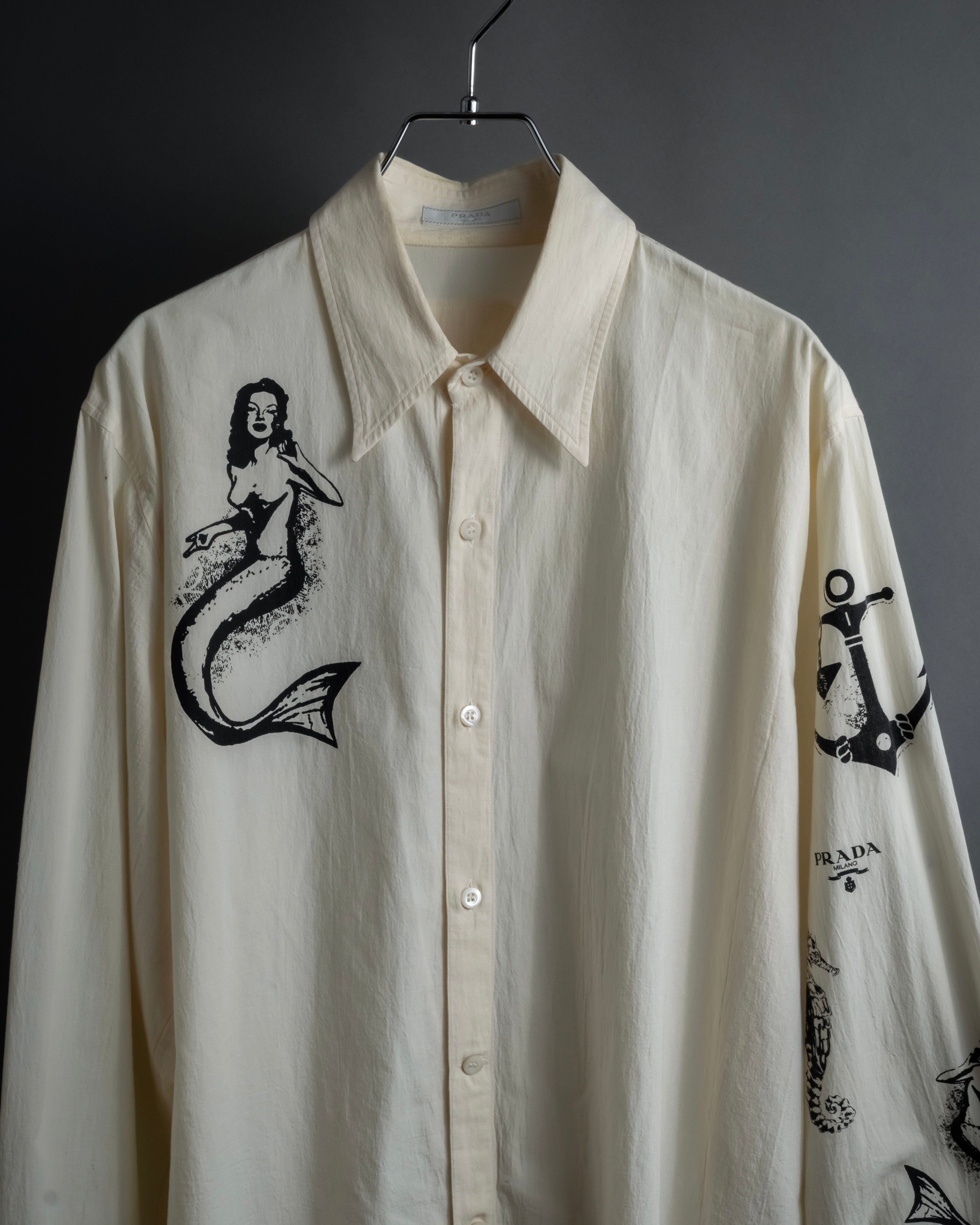 "PRADA" 22SS Sea fable motif print oversized shirt