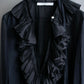 "GIVENCHY" Ribbon frill detail bow tie silk shirt ribbon frill detail