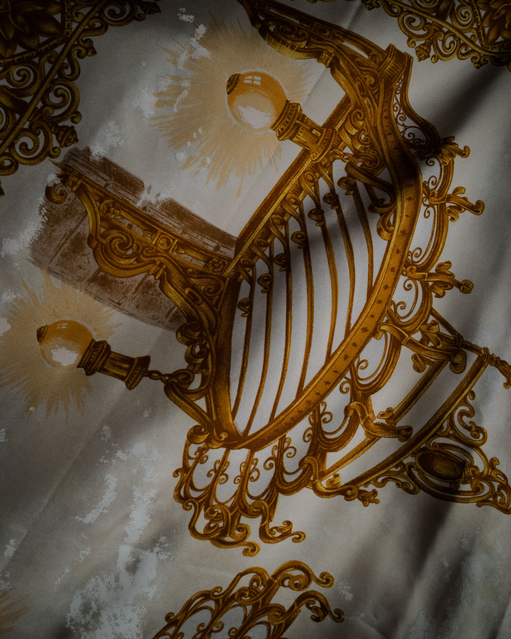 “Christian Dior” 80’s-90’s Baroque lamp motif silk scarf