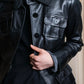 "BURBERRY" 100% cow leather Military pocket details short length jacket