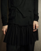 "RED VALENTINO" Distressed tulle skirt docking long pullover