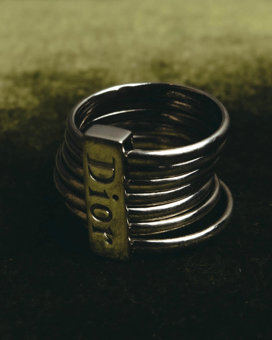 “Christian Dior” 00’s-10’s Silver 925 multi band logo ring