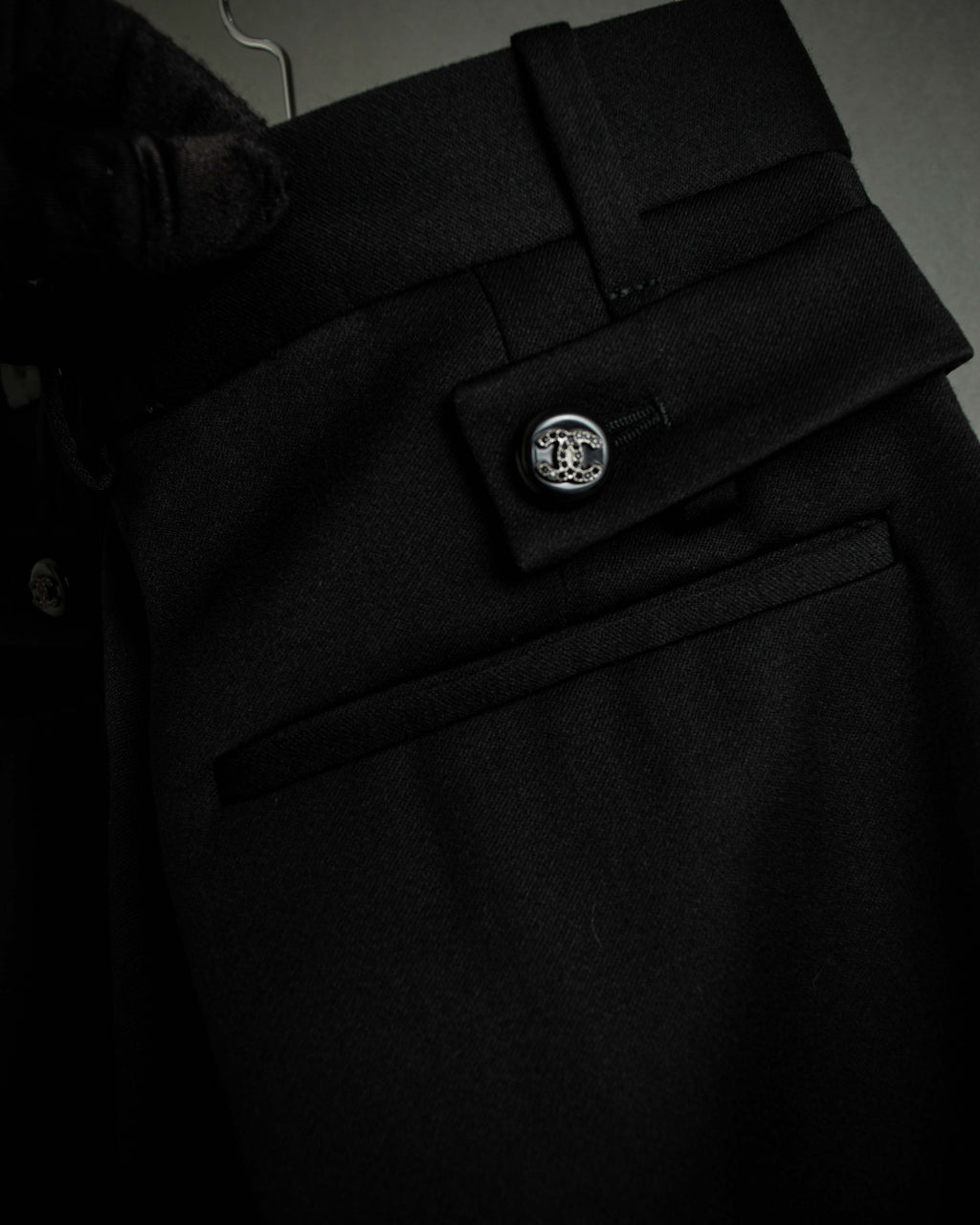 "CHANEL" Fringe design high waist straight cut slacks