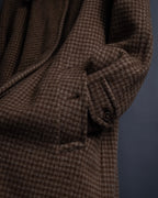 "BURBERRYS" Houndstooth pattern belted stand collar coat