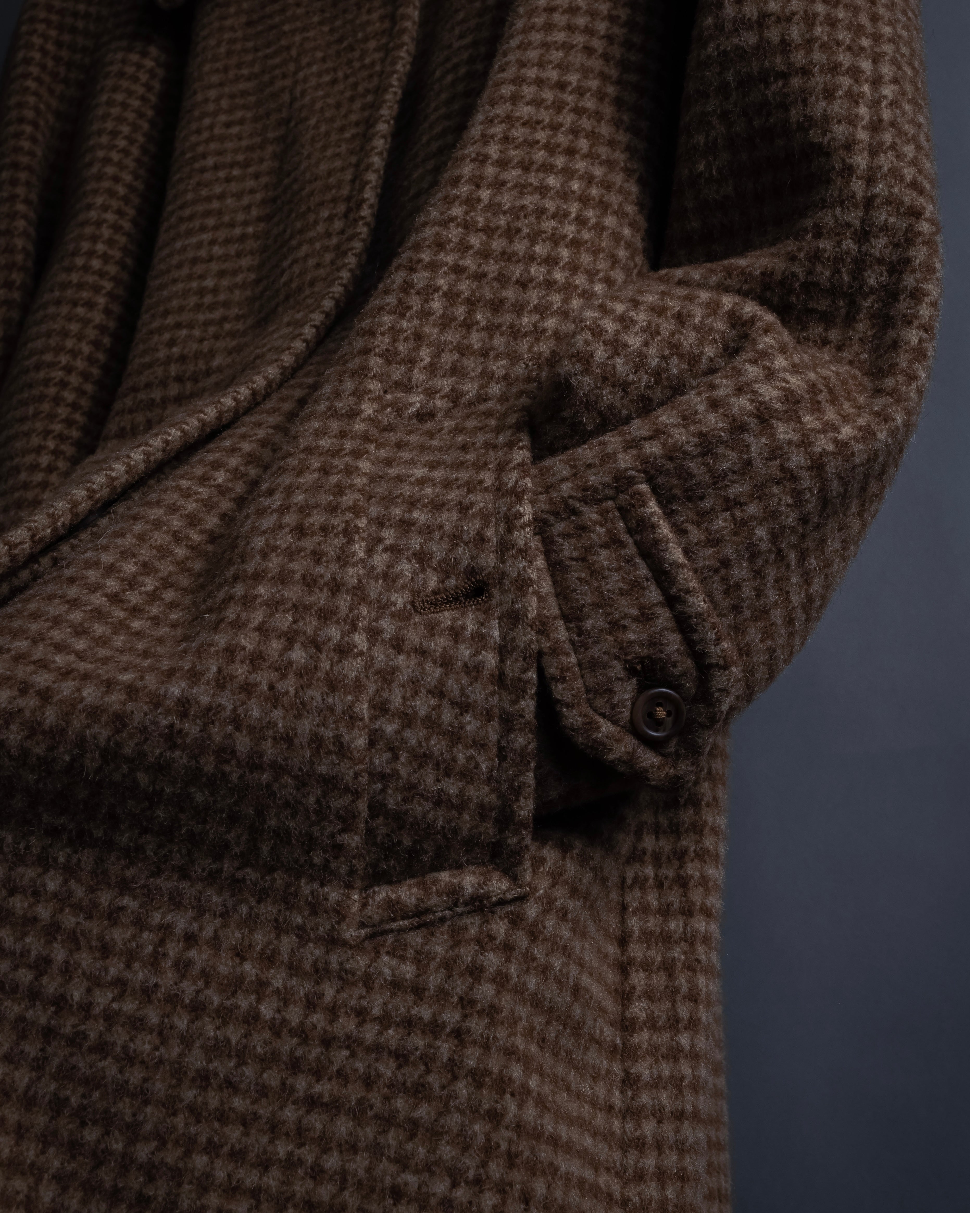 "BURBERRYS" Houndstooth pattern belted stand collar coat