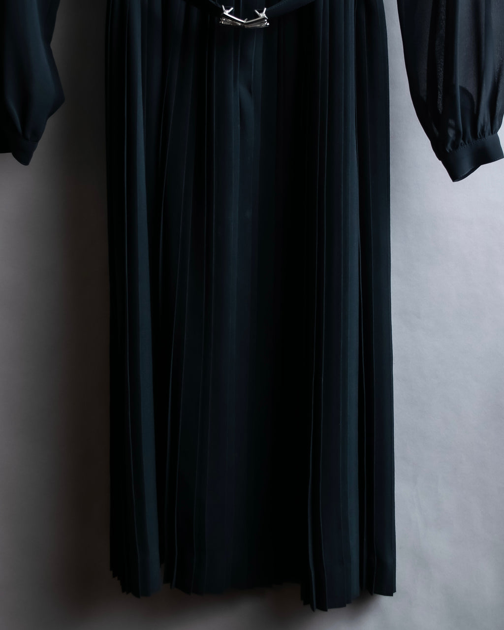 "SOANA" Bowtie belted design long black dress