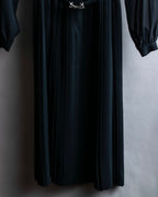 "SOANA" Bowtie belted design long black dress