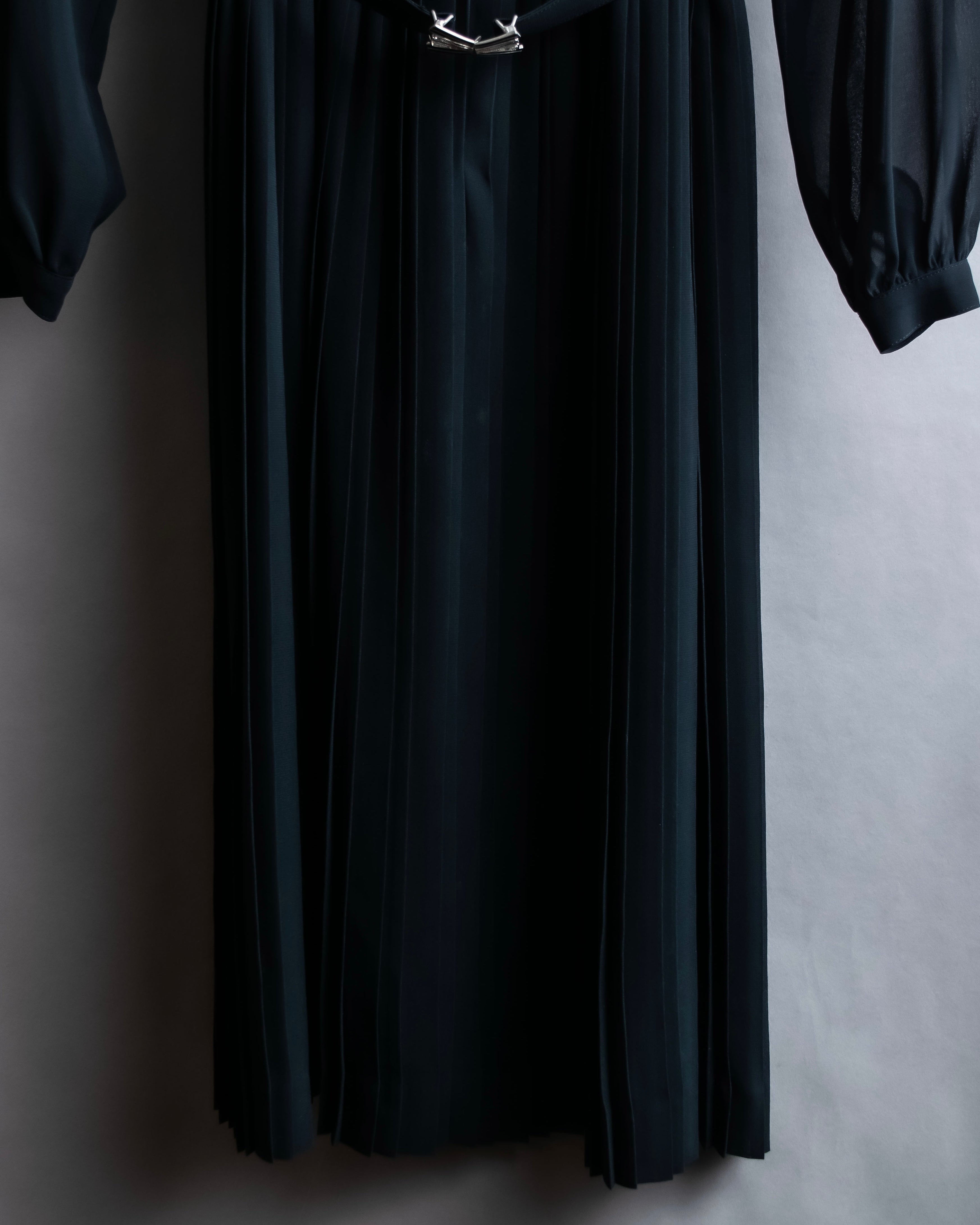 "SOANA" Bowtie belted design long black dress