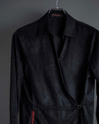 "PRADA" Wrap flap design micro suede jacket